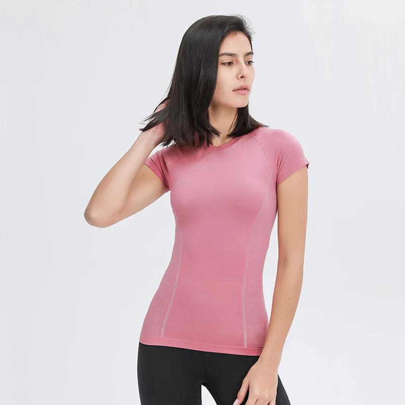 

New Summer Women's Fitness & Yoga Wear Apparel Sports Tees Workout Short Sleeve Quick-dye Shirt