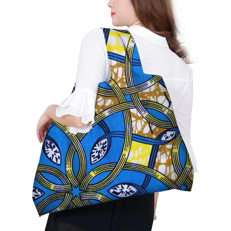 

eco friendly women's fashion hand bag African wax print foldable shopping bag, african bag, Shoulder Straps Women Tote Bags