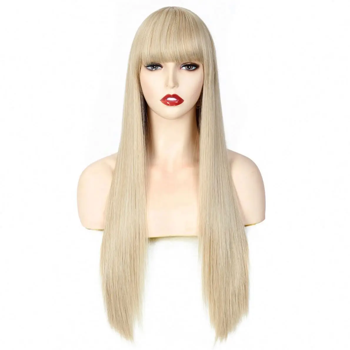 

MYZER straight hair cheap artificial wig, synthetic wig supplier, 26-inch artificial wig in various colors (cream color), Pink,black