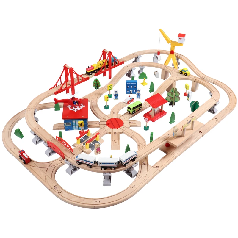 

2023 new 133 pcs Train track toys with Creative building blocks Made of beech wood from Germany train toy for children CE