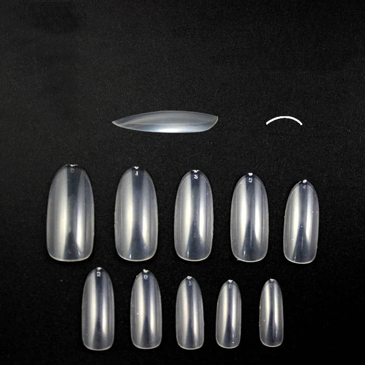 

TSZS Wholesale Nail Suppliers 500pcs False Artificial Finger Nail Tips Long Transparent Oval Full Cover Nail Tips