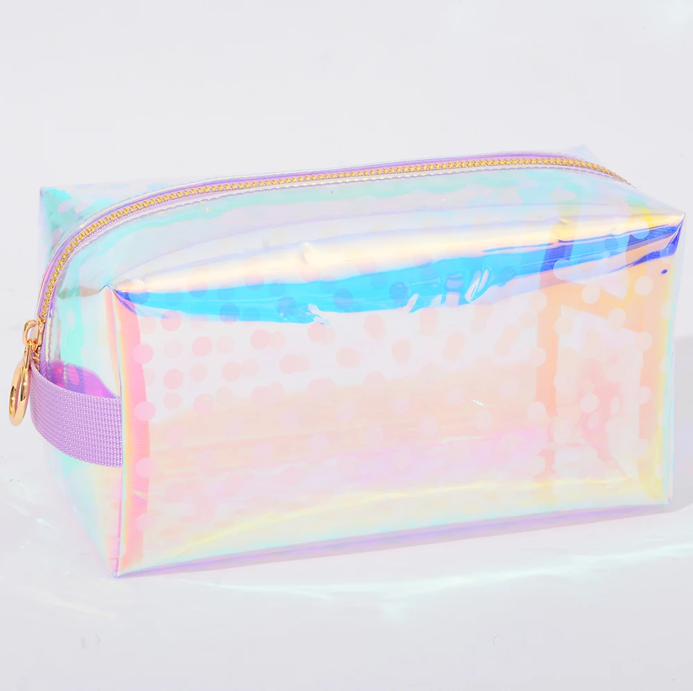 

New Clear Polka Dot Shiny Holographic Pouch Ladies Jelly Bag Portable Make Up Pouch Organizer Laser Cosmetic Bag