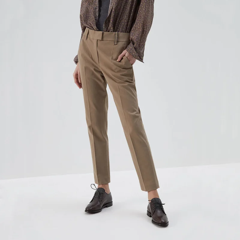 

Ladies Casual Suit Pants Autumn and Winter New Style European and American Fashion High Waist Cotton Trousers