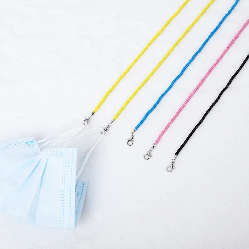 

Fashion Acrylic Pearl Crystal Glasses Chain Women Colorful Rice Beaded Eyewear Necklace Vintage Masking Lanyard Promotion