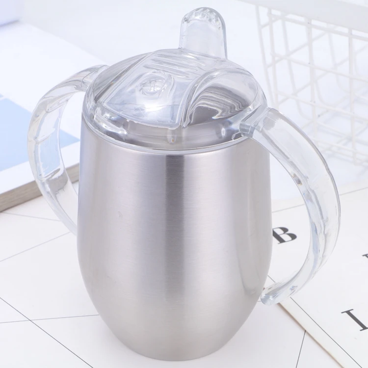 

12oz baby milk cup tumbler double handle egg bottle with suction nozzle stainless steel custom mugs, Customized color