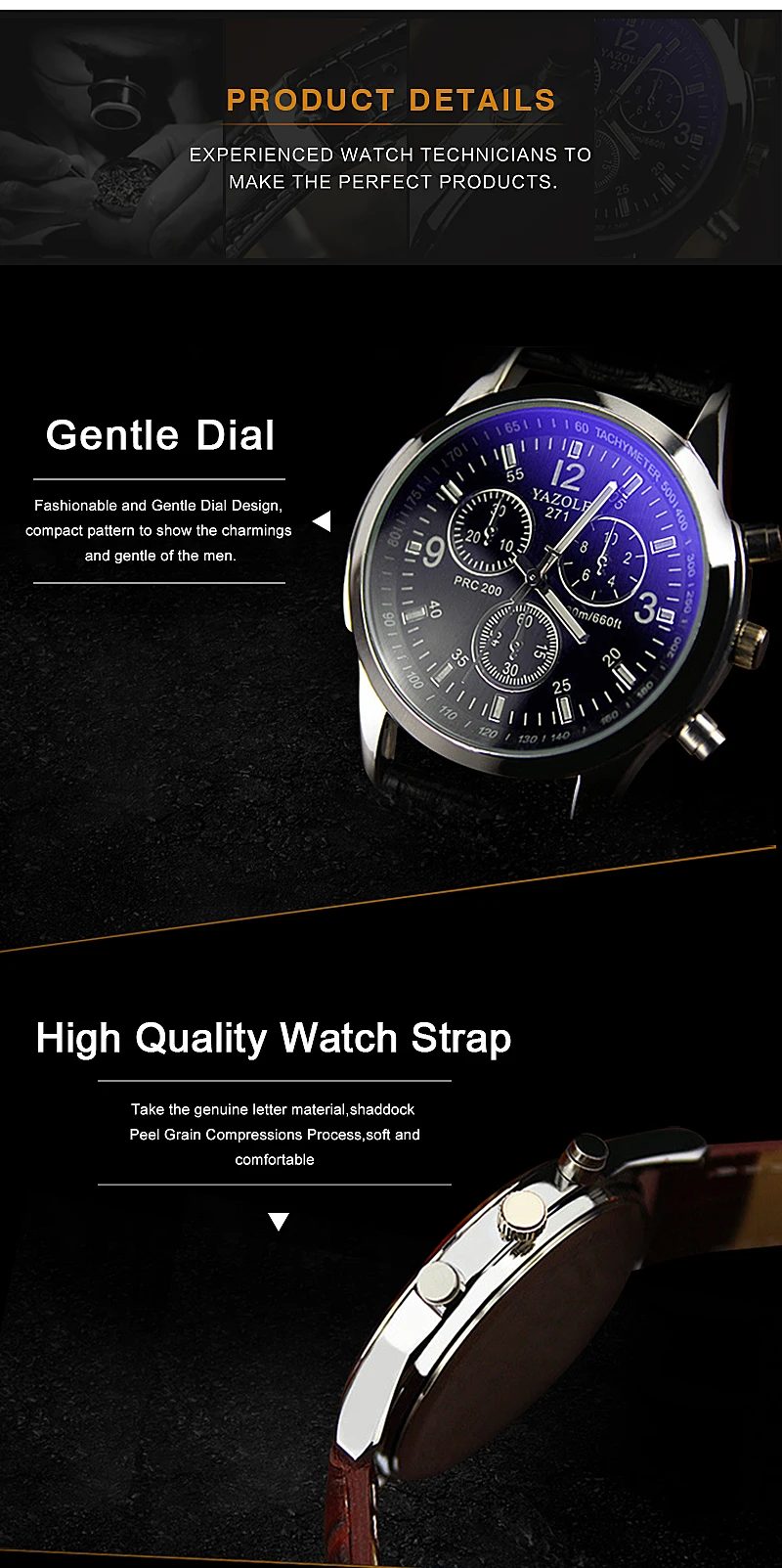 Yazole Z 271 Wholesale Fashion Leather Wristwatches Blue Glass Luxury ...