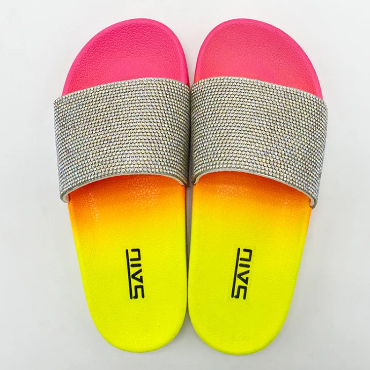 

JANHE chancleta chinelos sendal Ladies fashion Summer bling female sandal Shoe Diamond Flat slides women's flip flop slipper, 3 colors