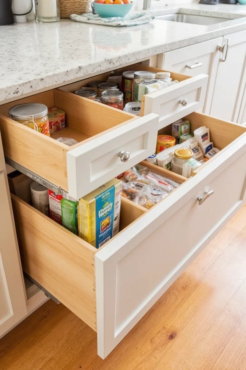 Happy Family Using Pantry Drawers