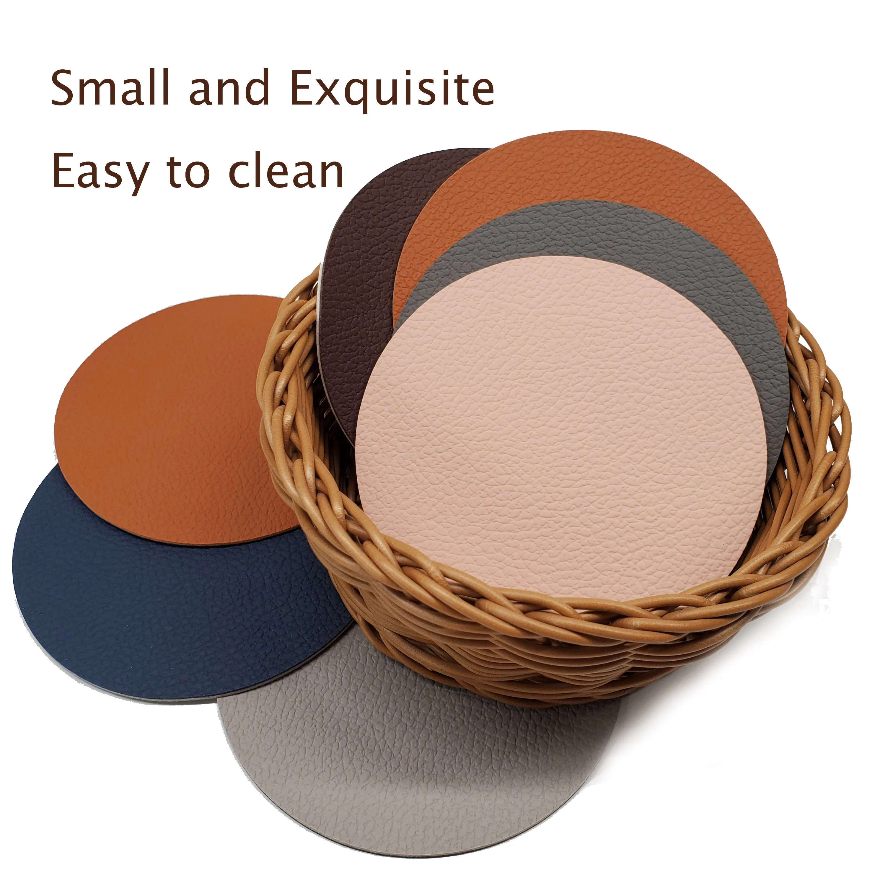 

Tabletex Double-sided leather double-sided color  round coasters leather Coaster coasters for drink, Photo