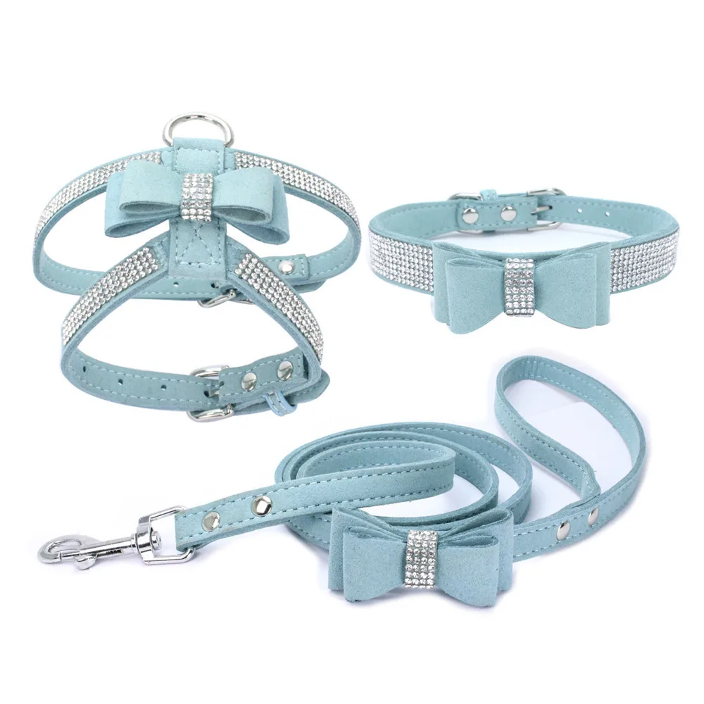 

Fashion Harness Sets Pets Shining Harness Leash Collar Sparkly Dogs Adjustable Pet Traction Direct Manufacture OEM, Customized