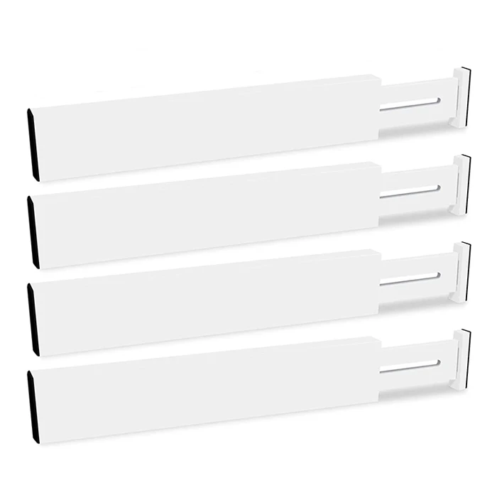 

Adjustable clothes storage bedroom wardrobe organiser bamboo drawer dividers set of 4 with non-scratch pads, Natural