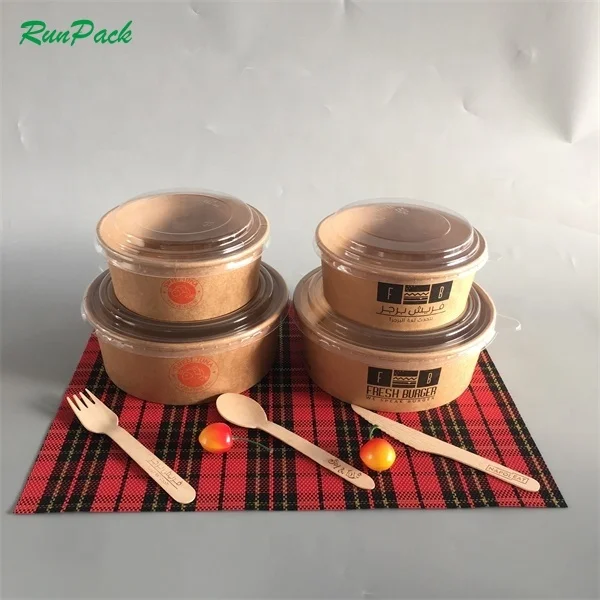 
Microwaveable Biodegradable Custom Kraft Ramen Paper Bowl with Lids 