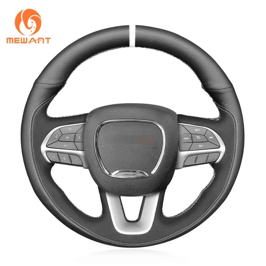 

Custom Hand Stitching Black Leather Suede Steering Wheel Cover for Dodge Challenger Charger Durango 2015-2021