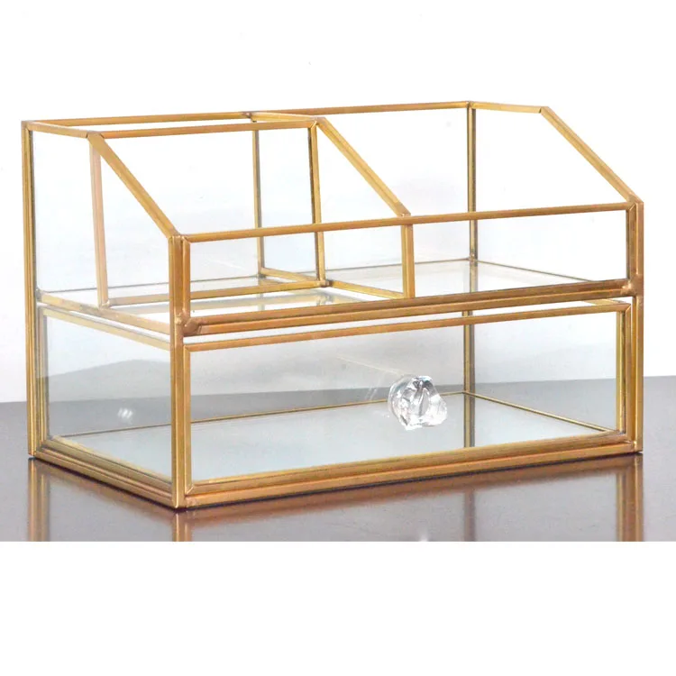 

Home New glass brass acrylic handle Clear Brushes Holder makeup storage organizer