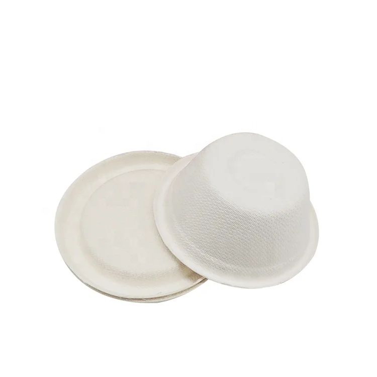 

Disposable Biodegradable Sugar Cane Pulp Tableware 150z Round Plate Biodegradable Cup, Brown and white