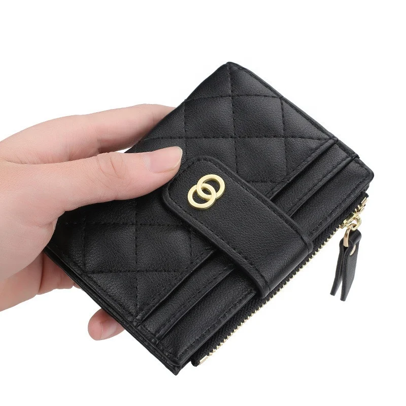 

In Stock Wholesale 2022 New Wholesale Short Vertical PU Leather Zipper Wallets With Hasp Fashion Lady Coin Purse Bag