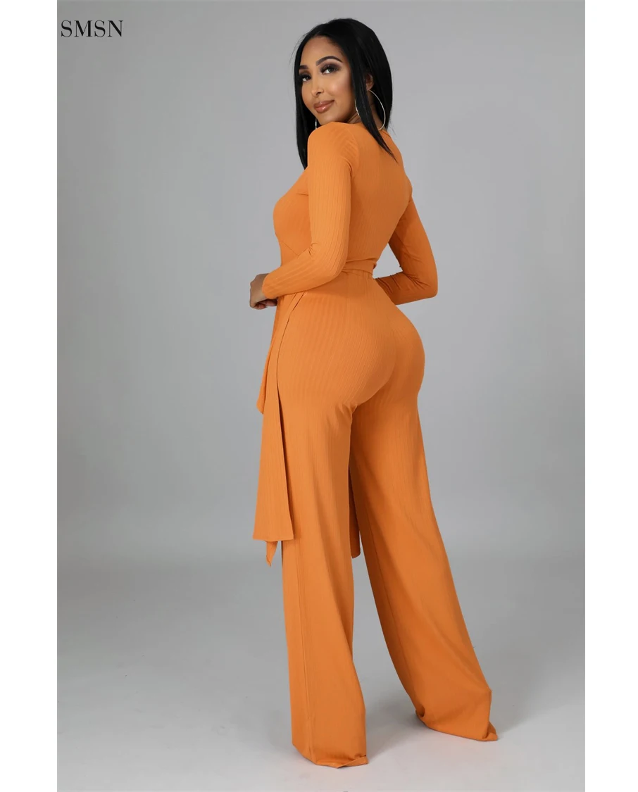 

Fashion 2021 Solid Color Long Sleeve 2 Piece Set Women Fall Clothes 2021Girls Outfit Two Piece Pants Set