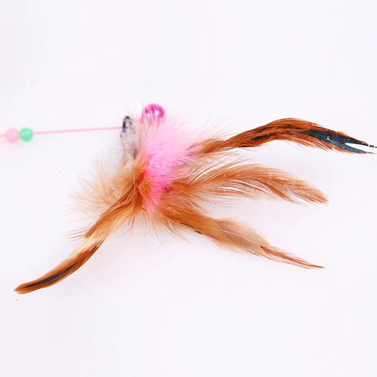 

Wholesale Cheapest Classic Feather Bell Steel Wire Cat Stick Wand Cat Toy, Primary