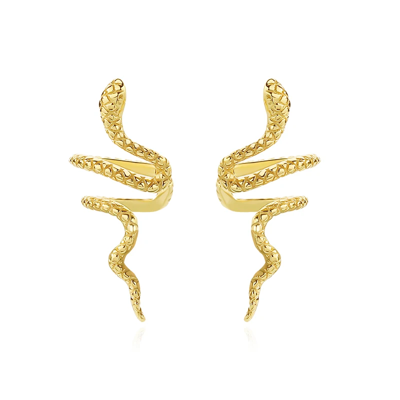 

Fancy Jewelry gold plated 925 sterling silver boho statement snake earrings ear cuff
