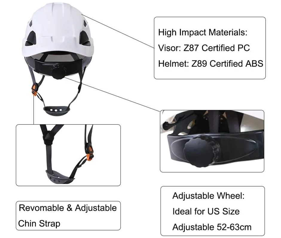 LOHASPRO Casco De Seguridad OSHA Con Visera Aprobado Por ANSI Z89.1, Para Hombres Y Mujeres Adultos Ventilado Arborista Rescate Escalada
