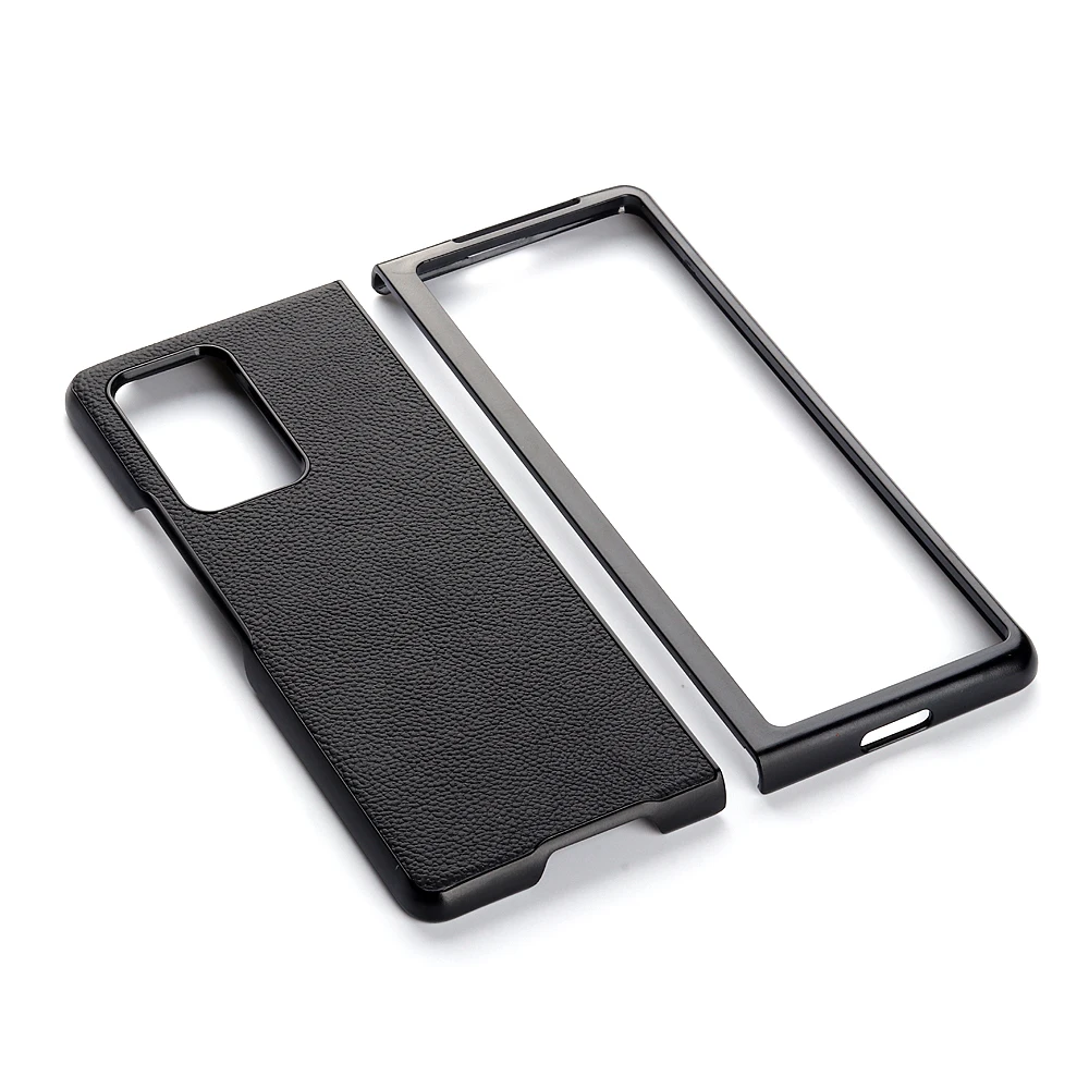 

Original Lychee Pattern Folding Genuine Leather Case for Samsung Galaxy Z Fold2 Fold 2 Folder 2 5G Shockproof Phone Cases Cover