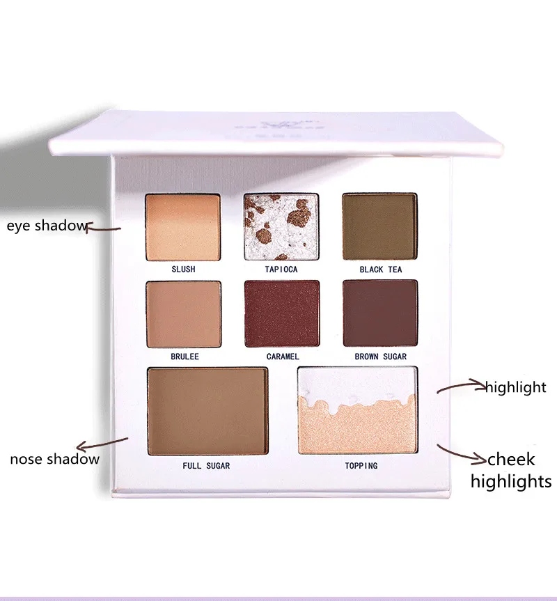 

Pearl glitter powder waterproof earth-color milk tea eye shadow and blush highlight integrated comforting disk, Muliti-color