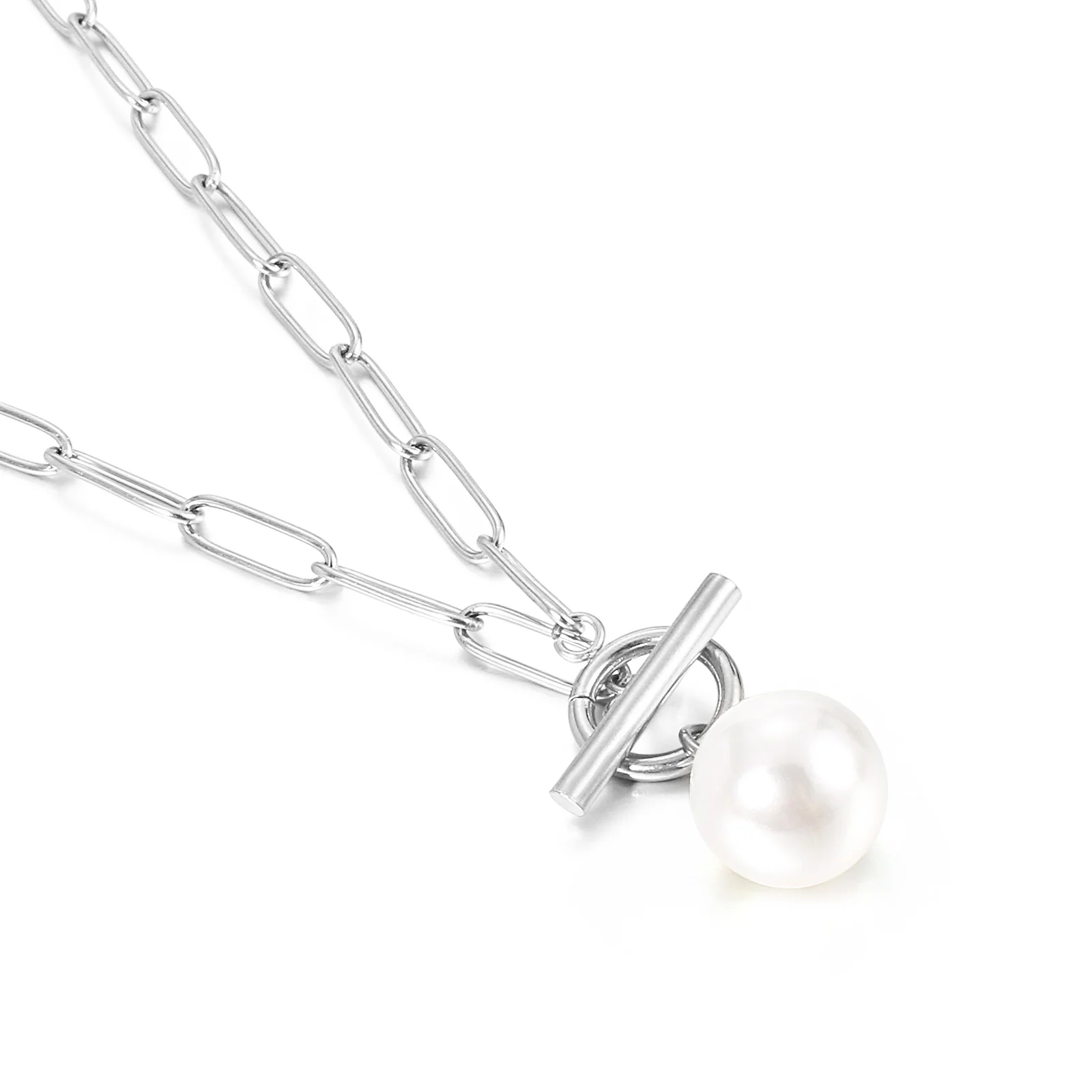 

High Quality Engagement Women Necklace Link Chain Pearl Shell Pendant Necklace Jewelry, Silver/gold