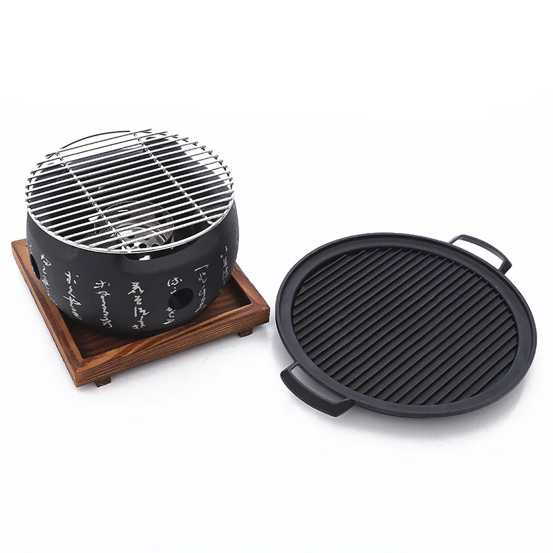 

Multi-purpose Japanese style non-stick plate heating insulation charcoal alcohol skewer barbecue grill stove