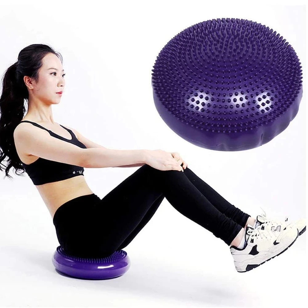 

1pc Point Ball Stress Relief Foot Back Body Muscle Massage Mat Yoga Balance Cushion With Air Pump Newest, Red/blue/purple/pink/light gray