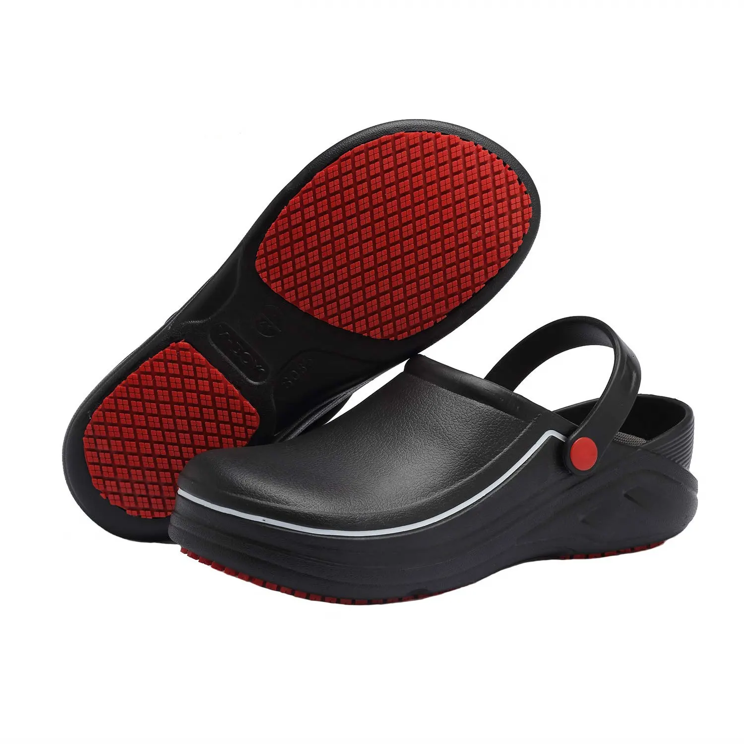

EVA Unisex Slippers Non-slip Waterproof Oil-proof Kitchen Work Cook Shoes for Chef Master Hotel Restaurant Clogs, Black/white