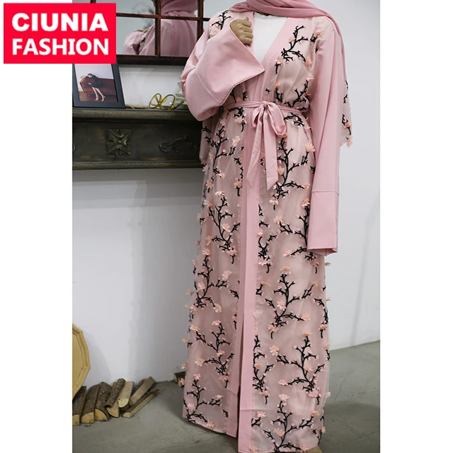 

1789#new arrival 2020 arabic front open abaya muslim party dresses islamic dubai elegant maxi abaya turkish long kimono robe, Black/beige/blue/pink