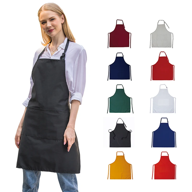 

High quality apron Cotton Adjustable Bid With 3 Pockets Cooking Kitchen Aprons cooking