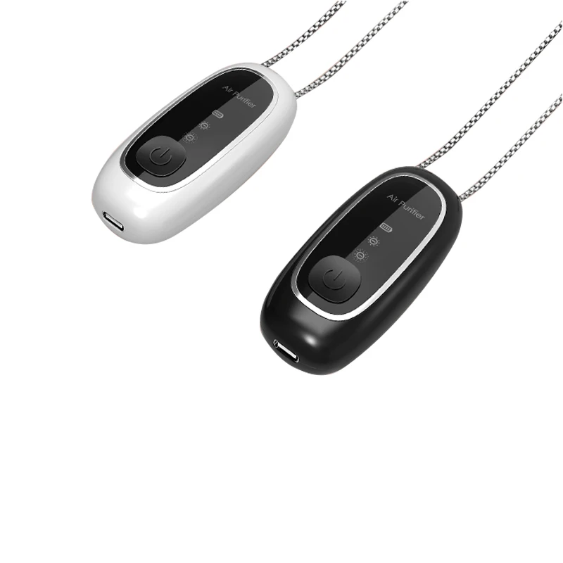 

filter ionic anion generator negative disinfection hepa portable mini oem personal ionizer ion purifier necklace air purifiers, White black