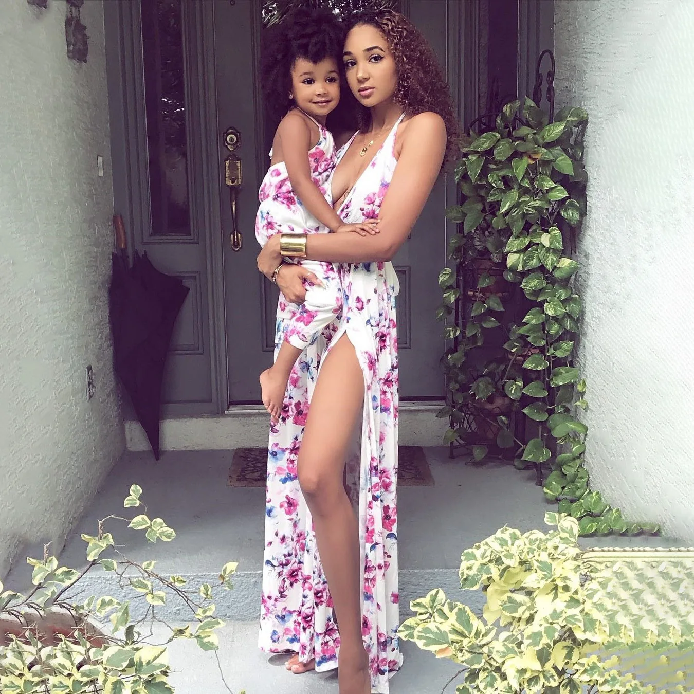 

2021 New Arrival Summer girls matching mommy and me maxi dresses floral print sundresses mommy and me outfits, 4colors