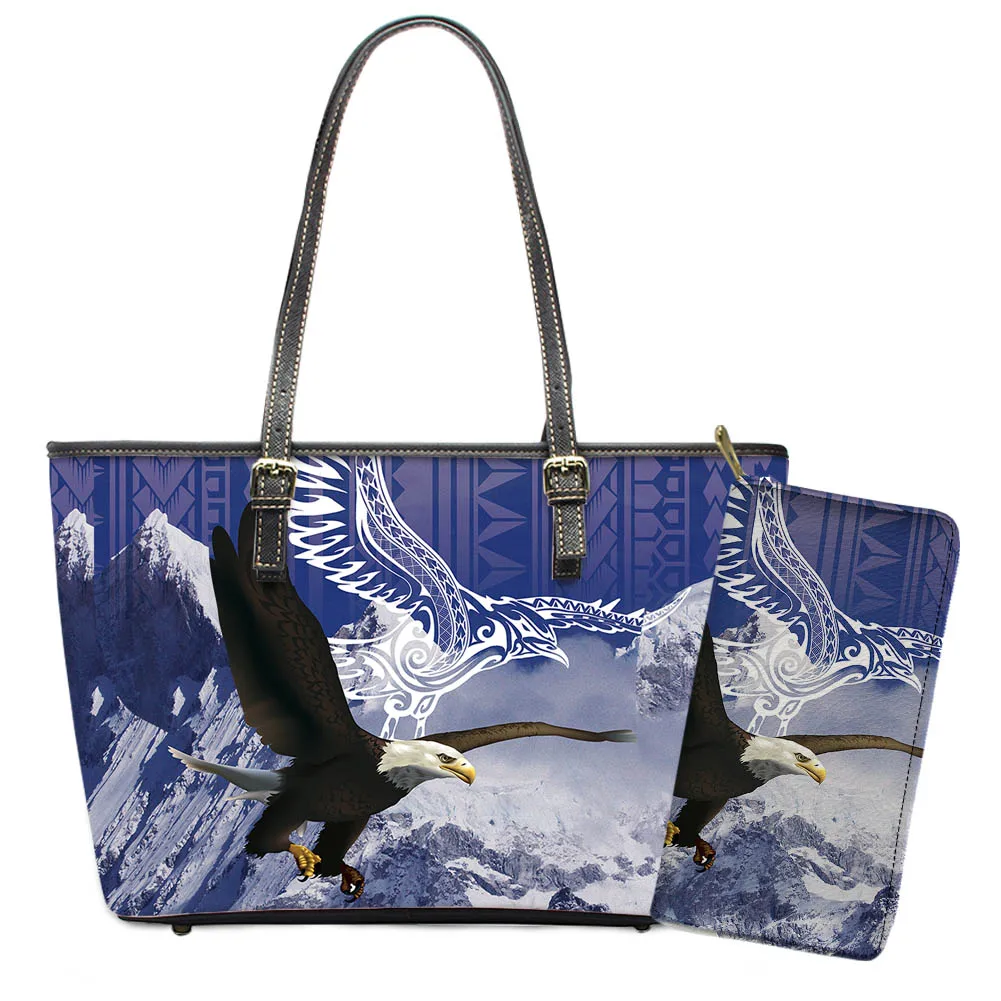 

Custom Personalised New Trendy Purses And Handbags Sets Bosnian Style Majestic Eagle Patterns Shoulder Bag With Wallet 2pc