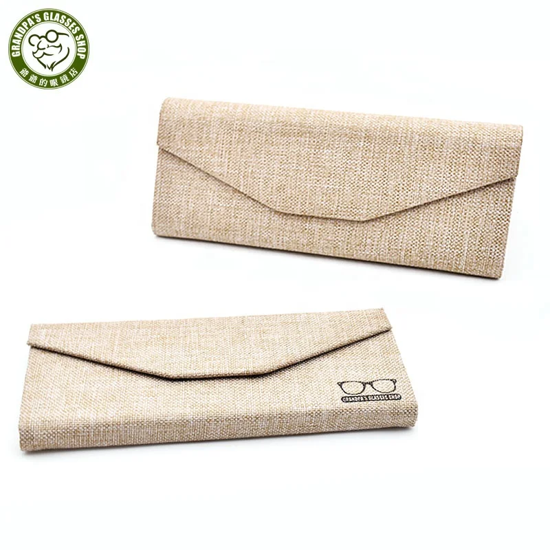 

Custom foldable sunglasses case hard creative Personalized eco friendly Linen handmade portable folding eyeglasses case, Gray , brown , cream