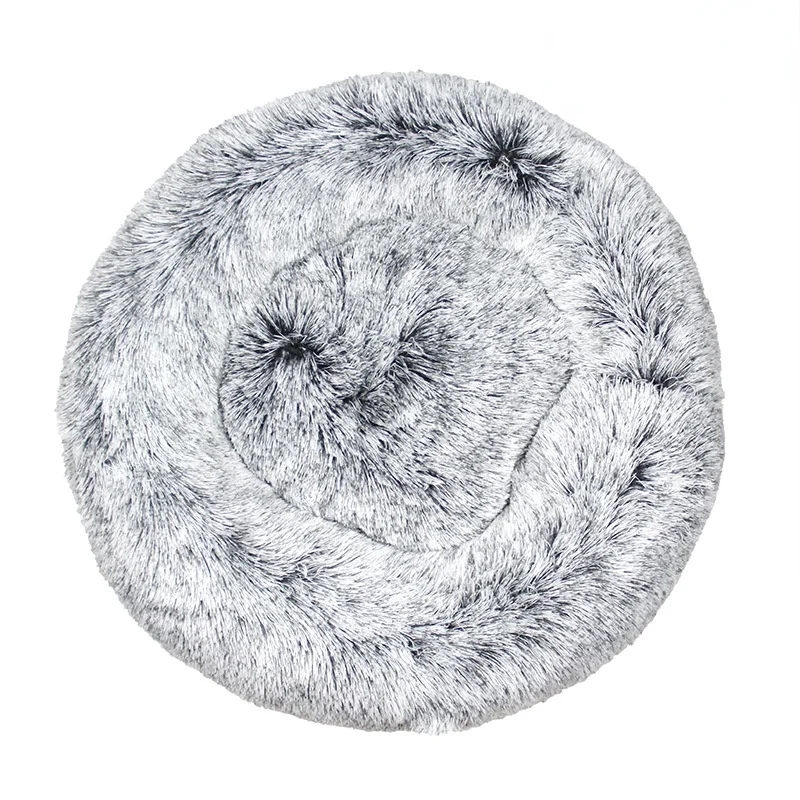 

Cheap Wholesale 80cm Diameter Pet Dog Bed Long Plush Gradient Color Winter Pets Dog Cats Soft Sofa Cushion Mats