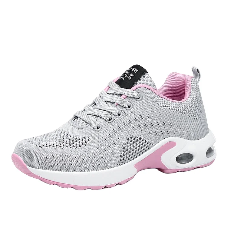 

Wholesale Fashion Design Cushion Air Flying Woven Sports Casual Sneakers For Women, Black,grey,red,purple