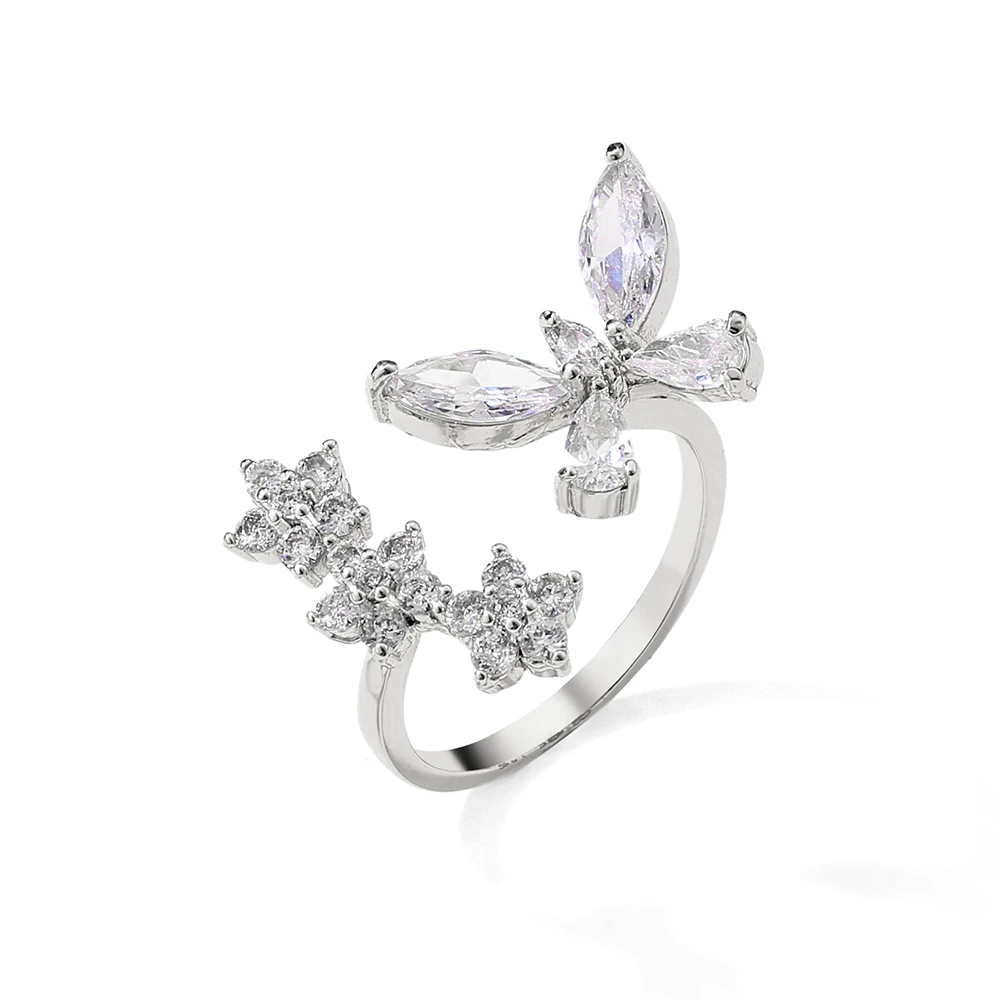 

RAKOL RP5009 Butterfly ring 2021 most popular NO.1 hot sell classic jewelry from Yiwu RAKOL Jewelry brand, Silver color