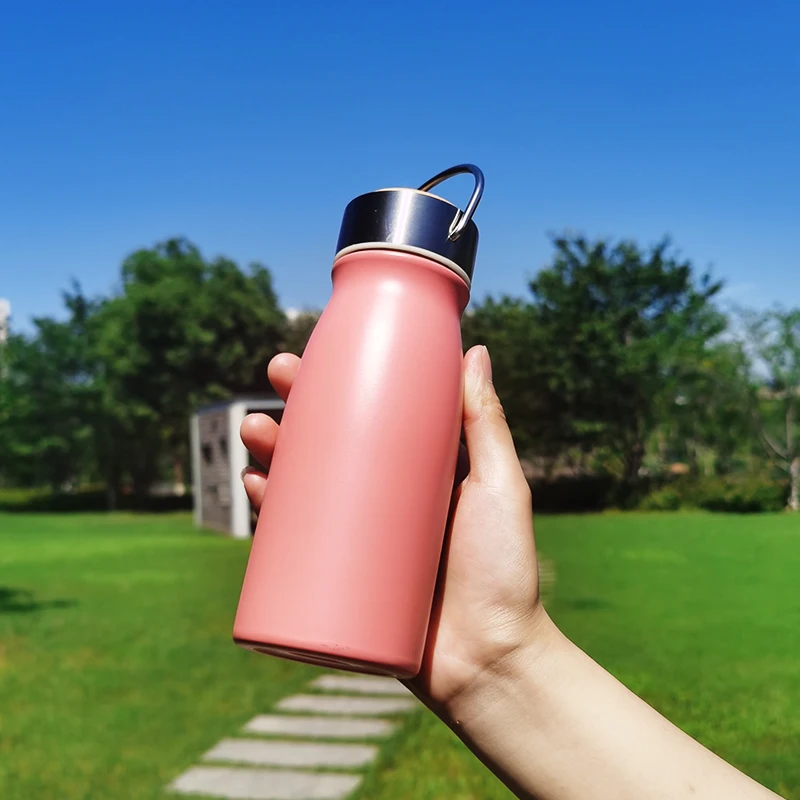 

Stainless steel double wall vacuum insulated water bottle travel sport bottle 350ml, Black, white