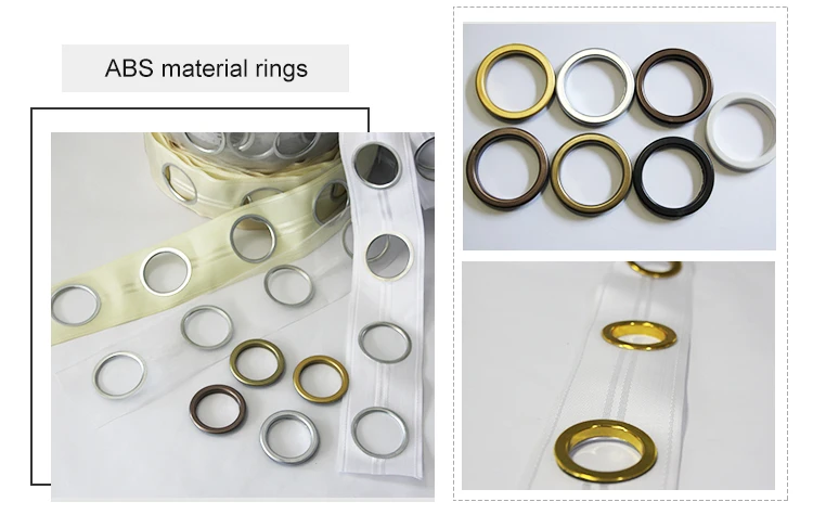 
Top selling curtain accessories curtain eyelet tape custom size various color rings curtain tape with rings 