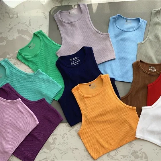 

Fashion Wholesale Women Basic Casual Crop Top Recycled Sleeveless Knitted Ladies Yoga Gym Ribbed Women Tank Tops