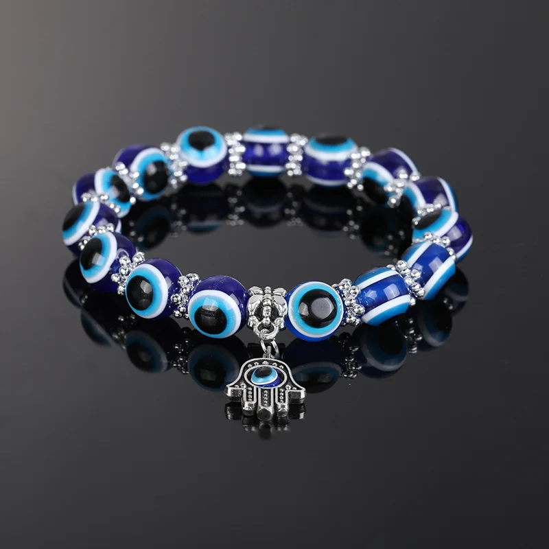 

2022 New Hot Sale Gold Chain Blue Light Evil Eyes Beads Charms Bracelet Adjustable Link Chain Eyes Bracelet For Girls, Blue, range, pink, pueple and so on