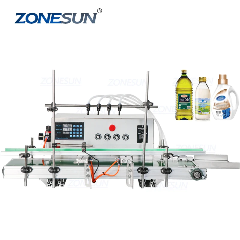 

ZONESUN ZS-DTDP5-4 Diaphragm Pump Automatic Soap Liquid Hand Sanitizer Bottle Olive Oil Filling Machine Pneumatic 4 Nozzles