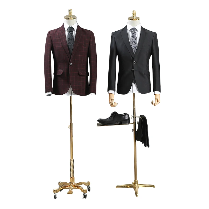 

Window Shop Display Male Torso Stand Adjustable Half Body Men Suit Mannequin for men's Suit and Shoe, White+gold,white+silver