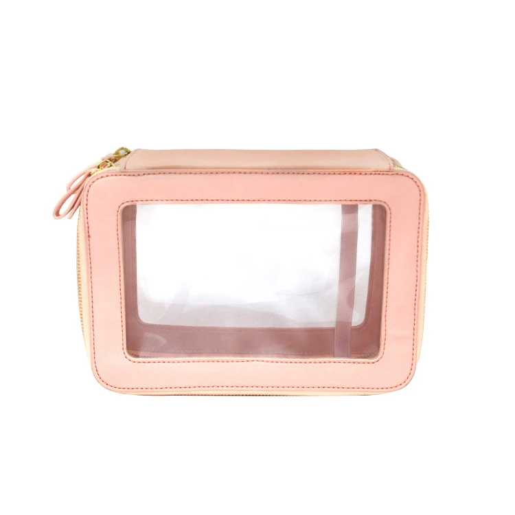 

Clear Transparent Travel Cosmetic Bag Organizer Clutch Purse PVC Zipper Toiletries Pouch Handbag, Transparent or customized