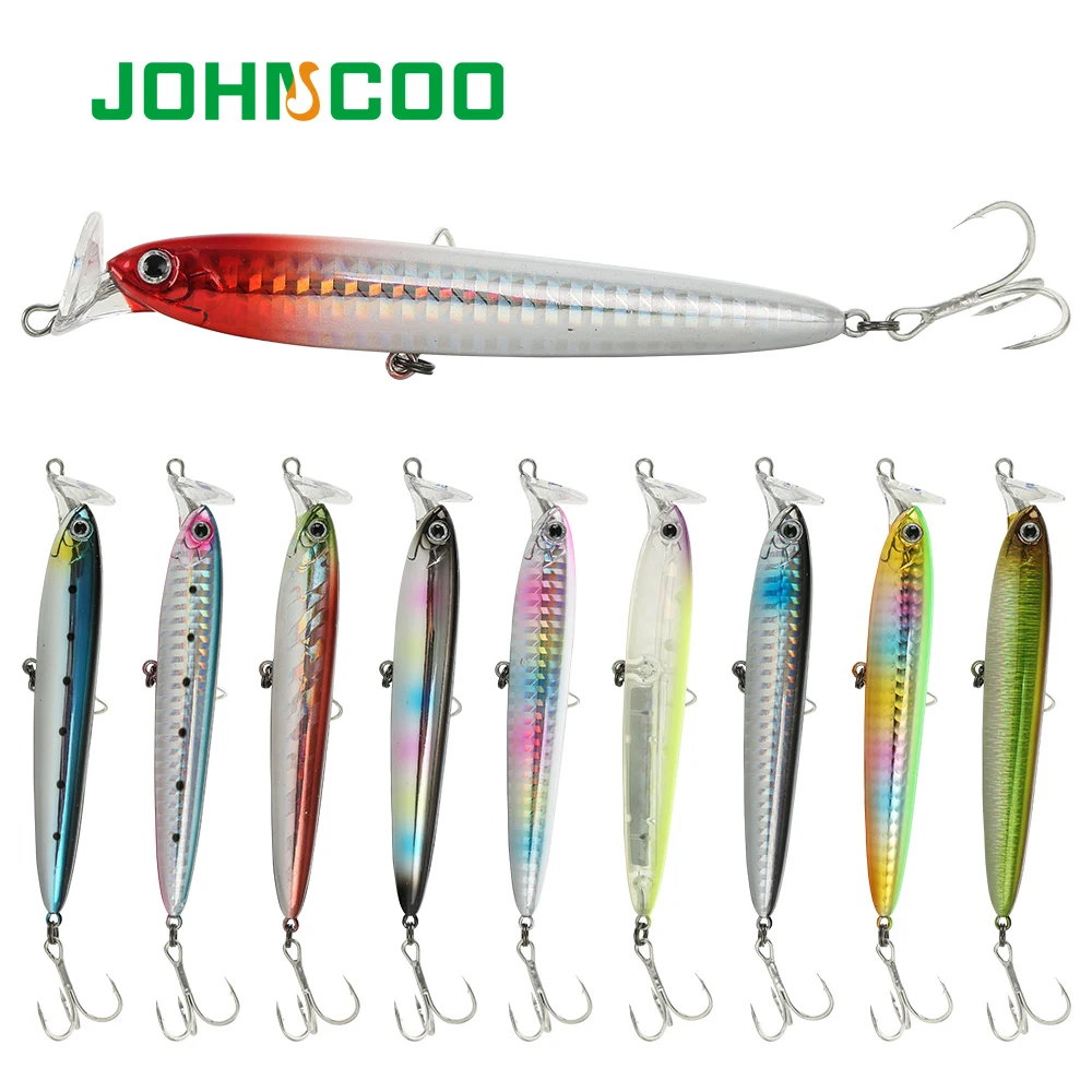 

JOHNCOO Rocket Bait 95 Sinking Bass 95mm 75mm Wobbler Pencil Lures Artificial Bait Stickbaits Fishing Lures, 10 colors