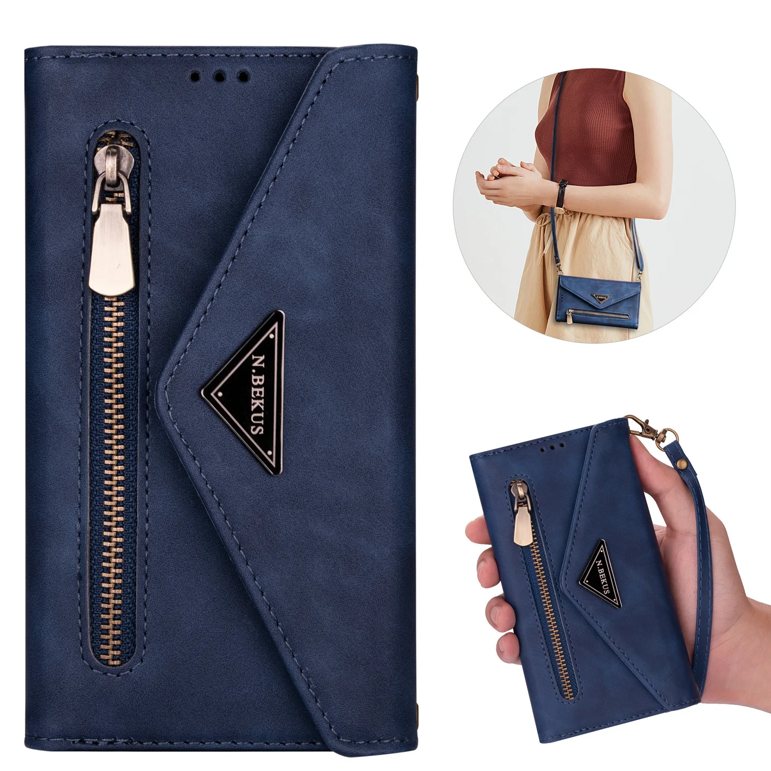 

2021 Boshiho Wallet Purse Case For Apple Iphone 12 Leather Wallets Crossbody Chain Credit Card Slot Shoulder Cell Phone Handbags