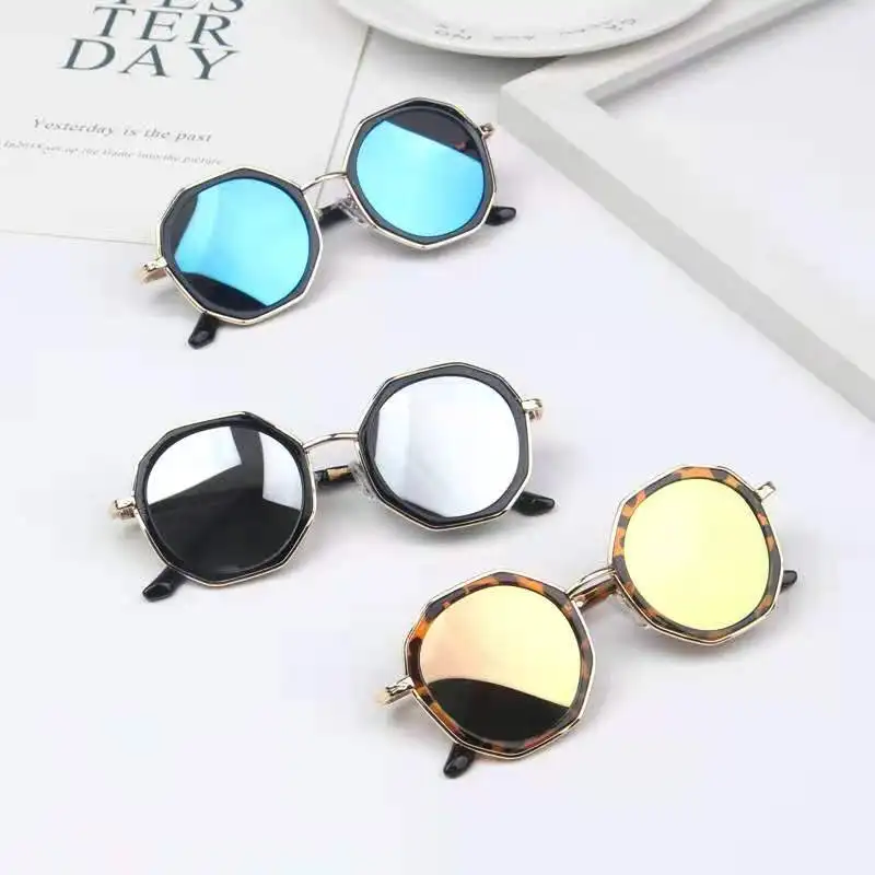 

2020 new kids sunglasses Baby round frame polygon UV400 sunglasses personality trend kids sunglasses, 6colors