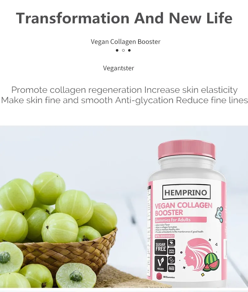 OEM sugar-free beautify skin health and fitness nutrition vitamin c e vegan collagen booster gummies for adults